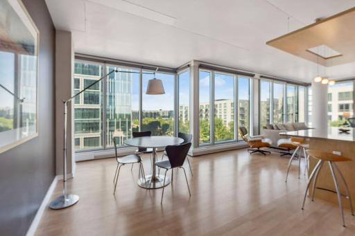 Floor to ceiling windows bring in so much natural light
