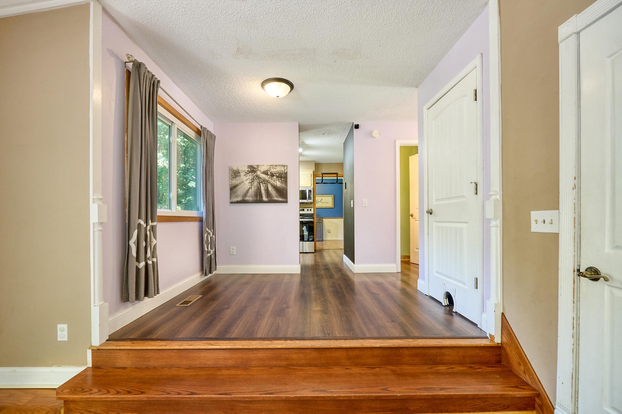 Informal dining area between the kitchen and the main-floor family room.
