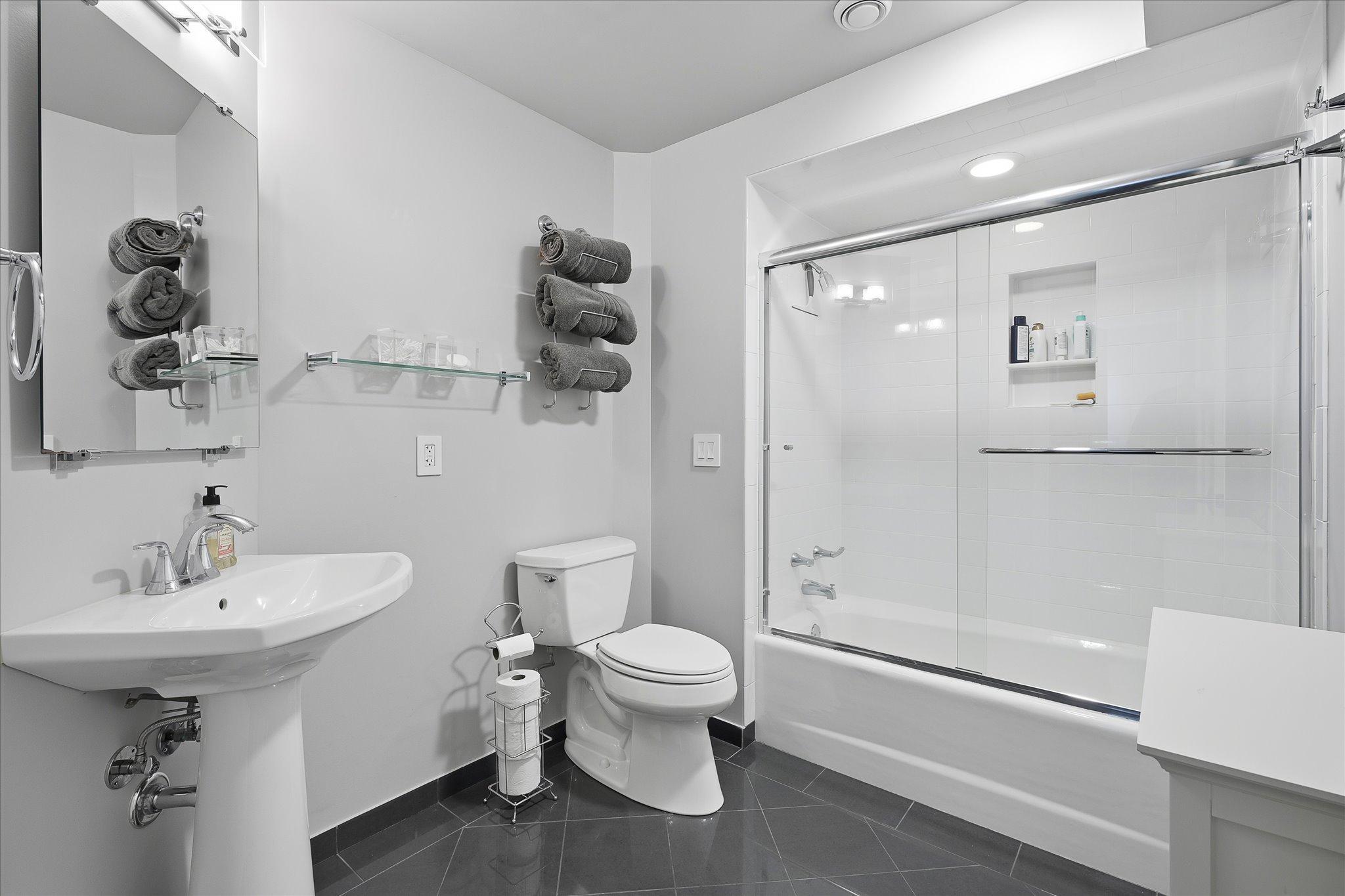 Updated lower level full bath