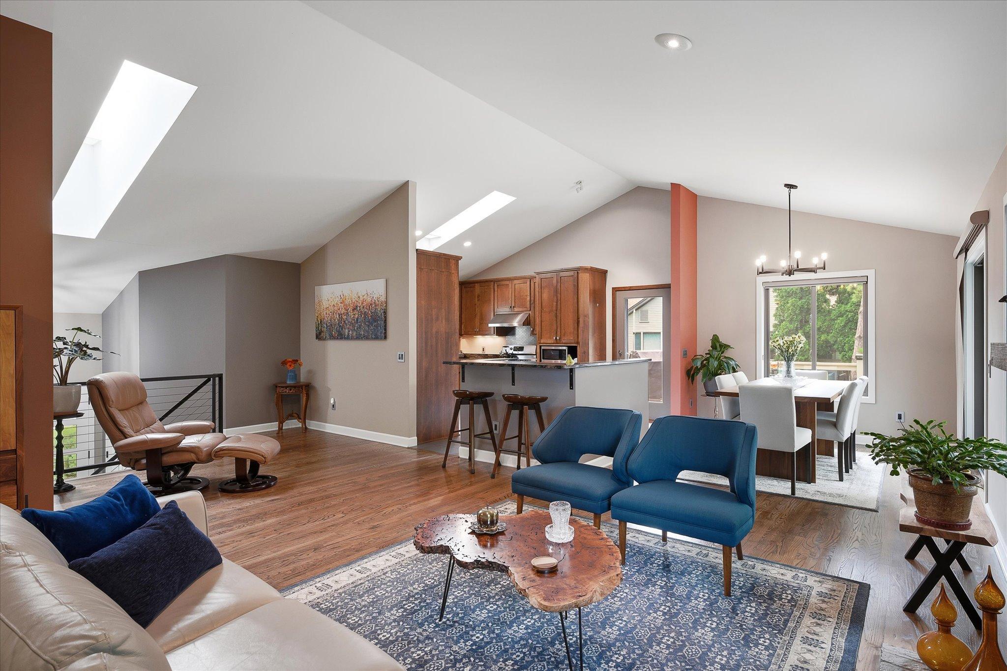 Another view of the upper level kitchen/dining/living room