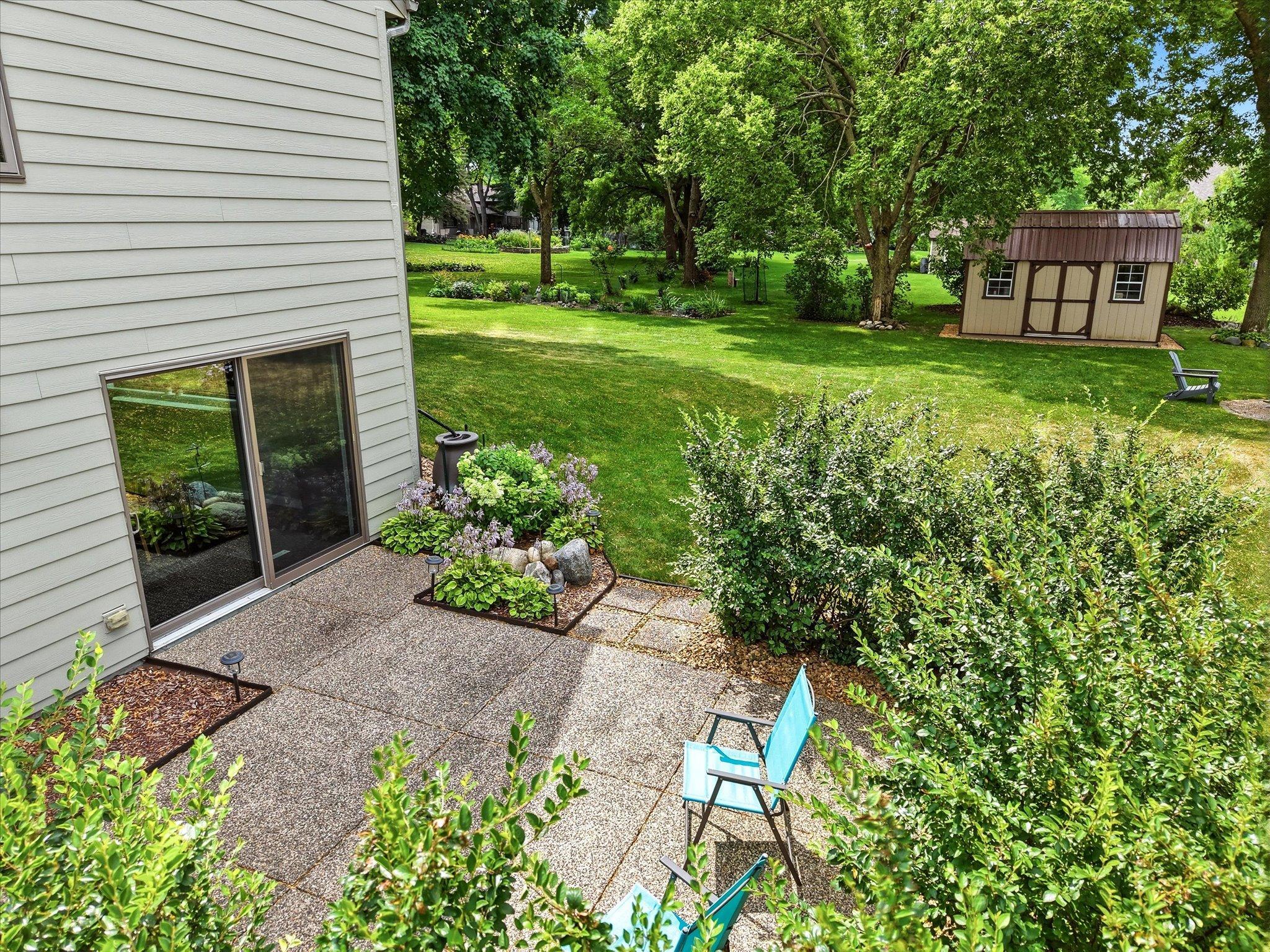An elevated view of the patio