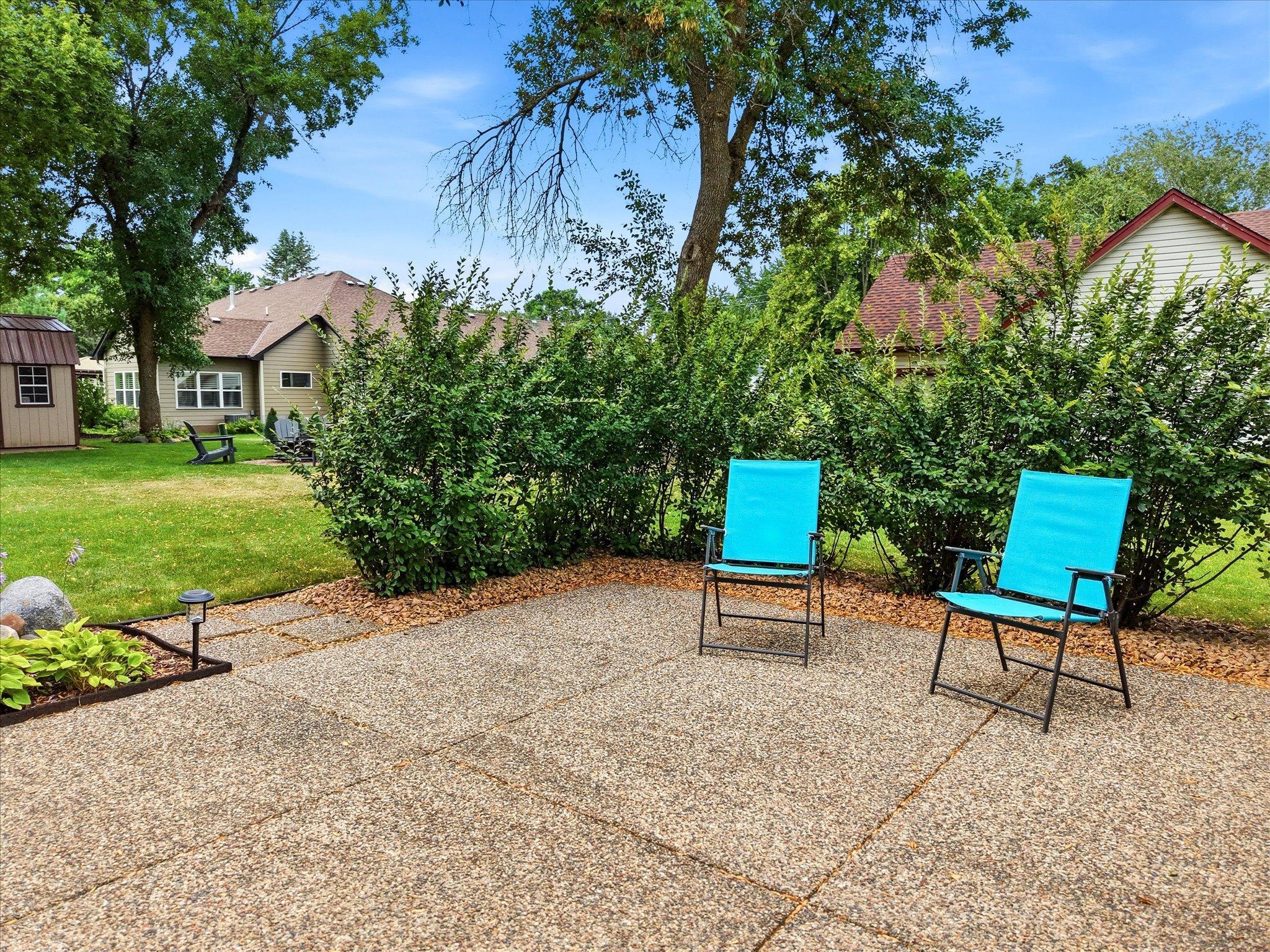 Patio on the west side of the home