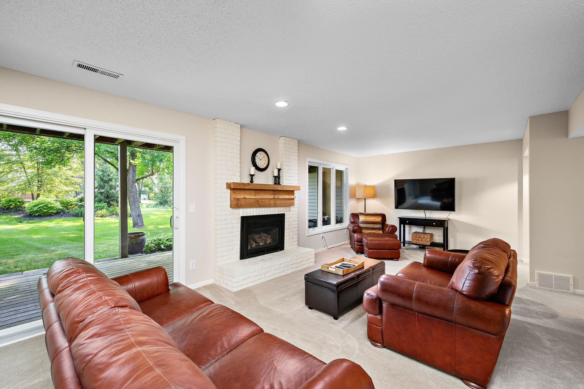 Walk out lower level with family room and gas fireplace