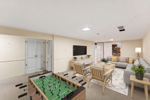 lower level amusement room, digital staging