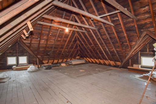 Unfinished attic is 15 x 33