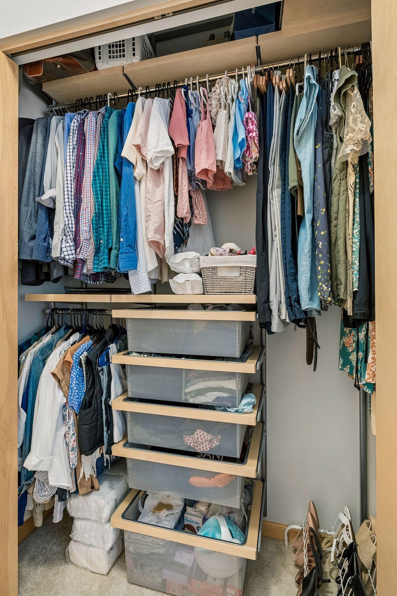The two closets both have this same quality organizer system as the entrance closet.