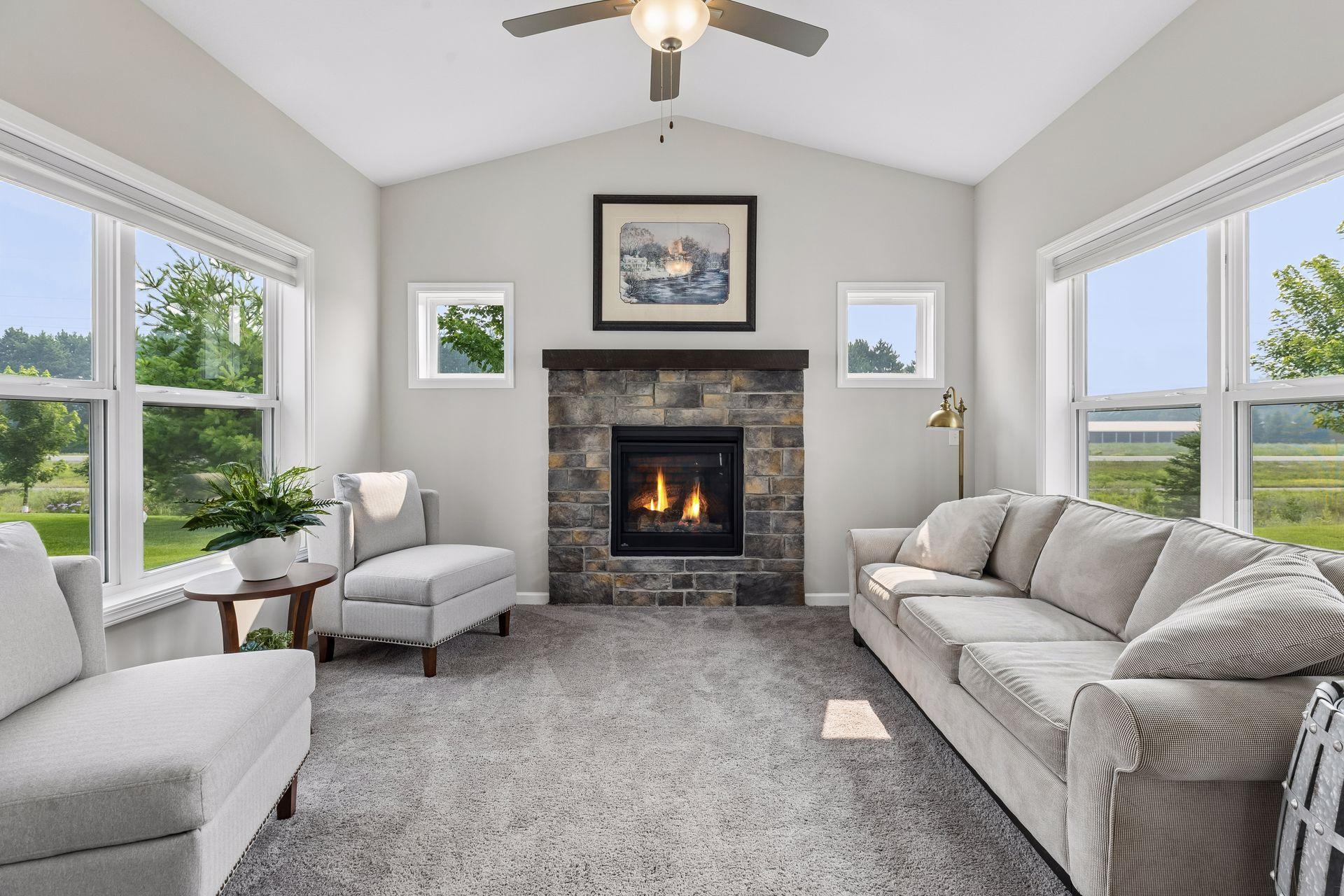 Off open concept living area a 4 season porch