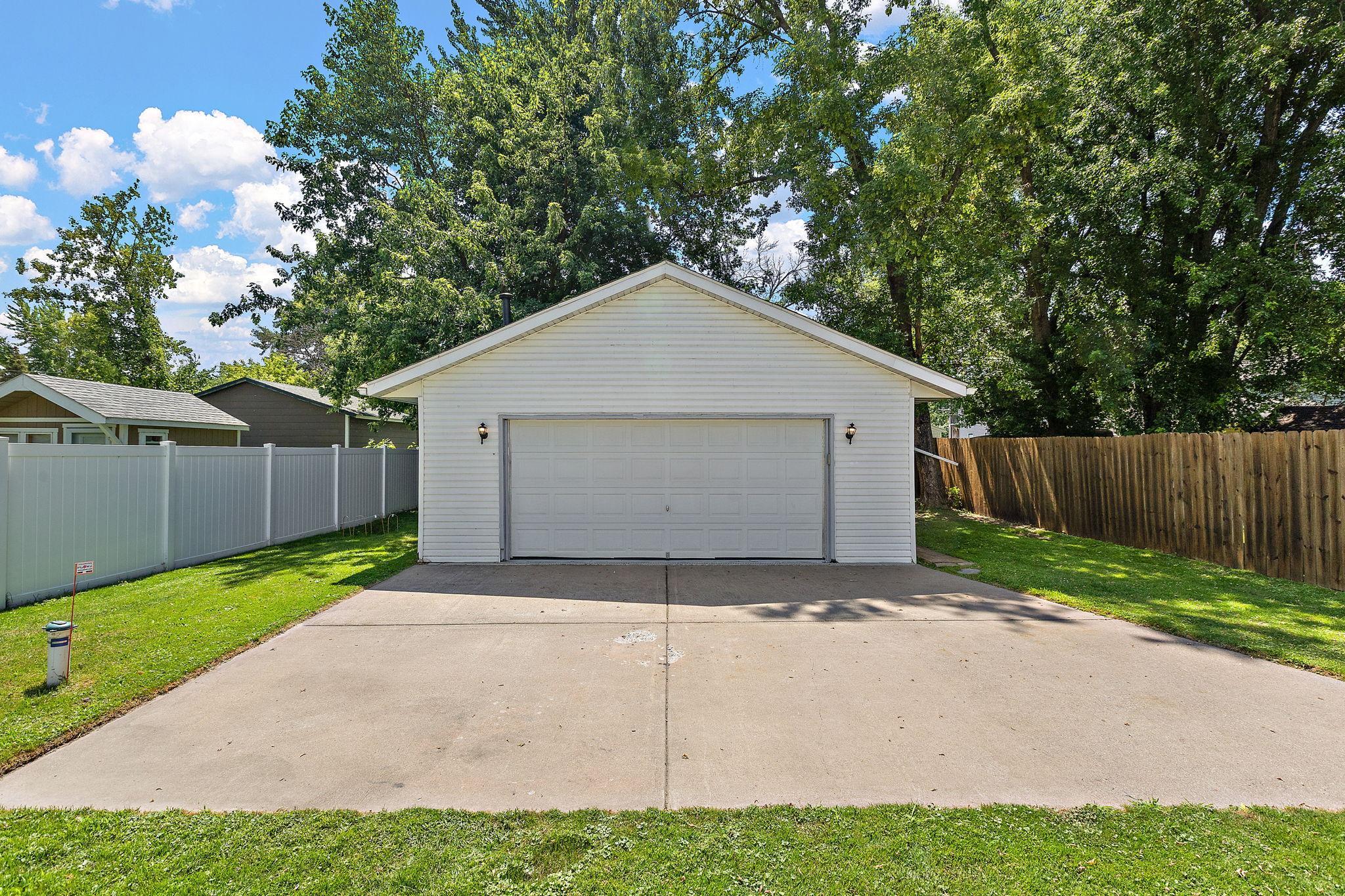 Two Car Garaged with concrete pad