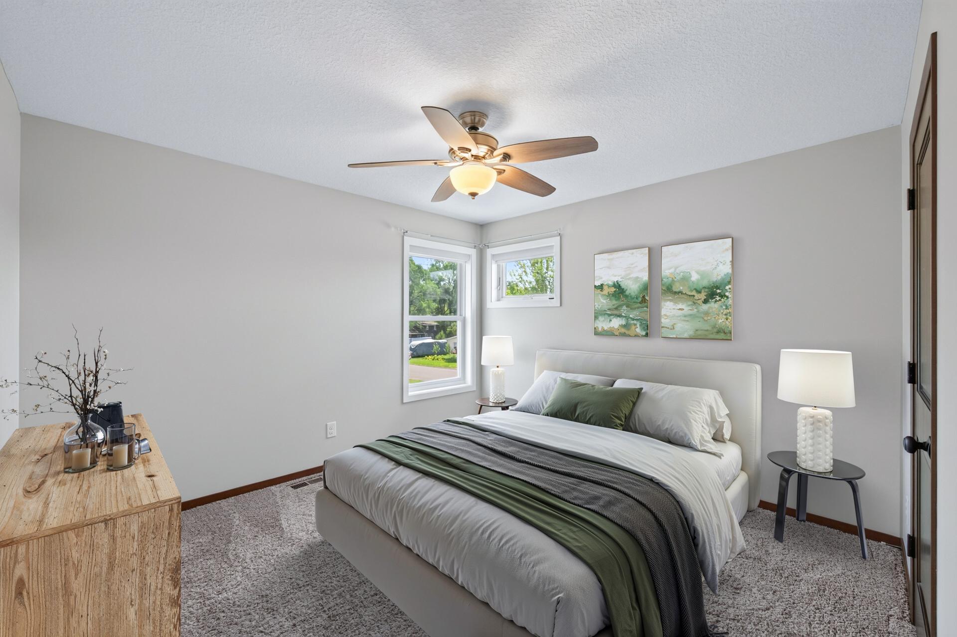 Upper level bedroom 3 - virtually staged