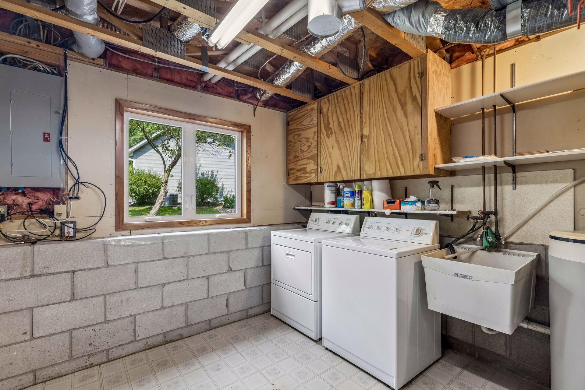 Lower level laundry room.