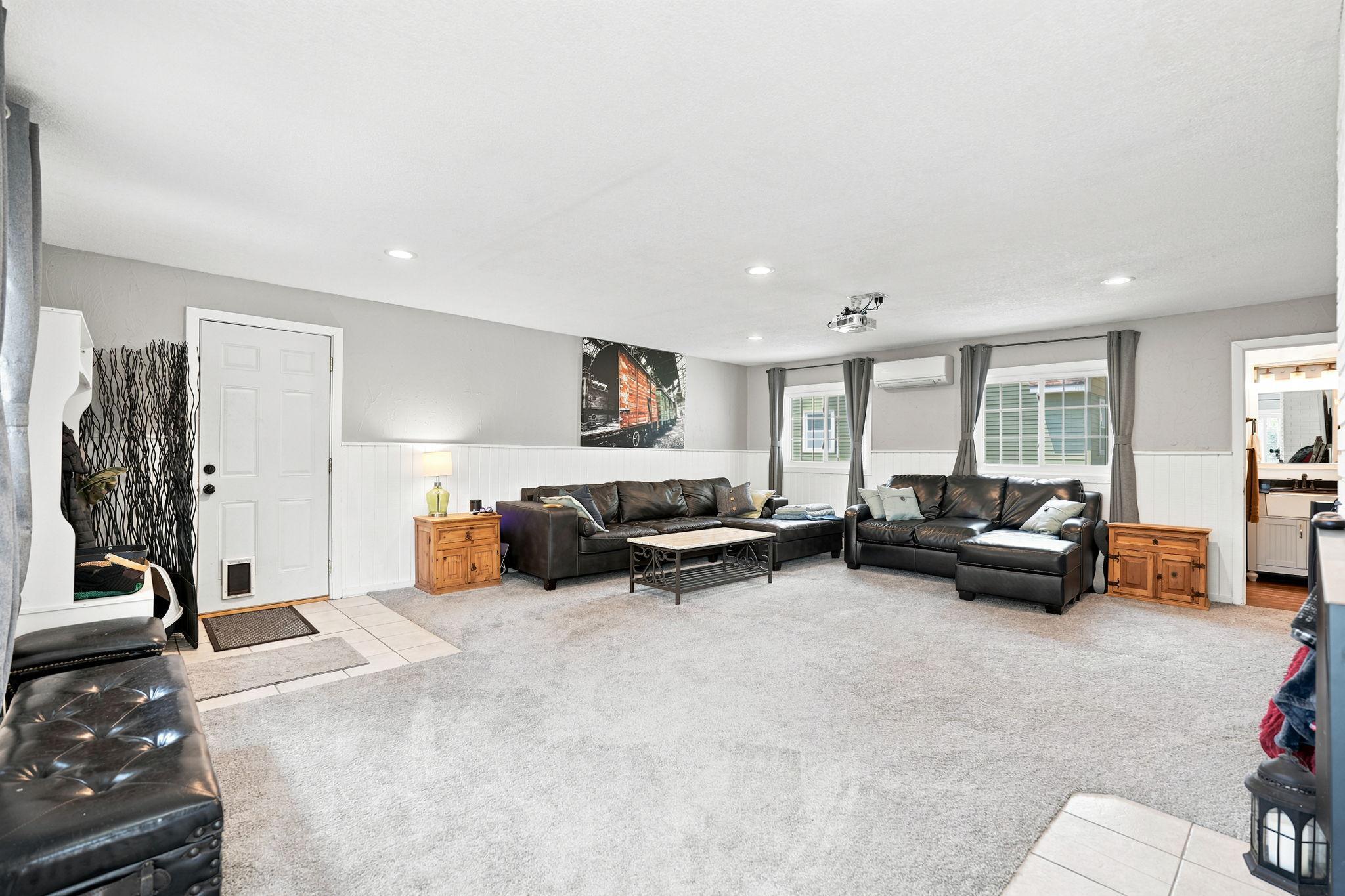 The family room leads to attached garage.