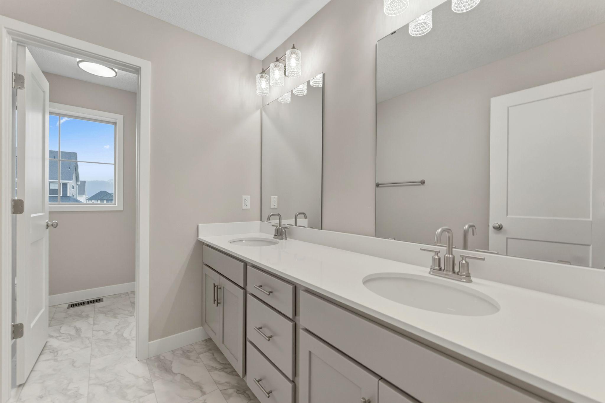Shared bathroom with separate shower & stool