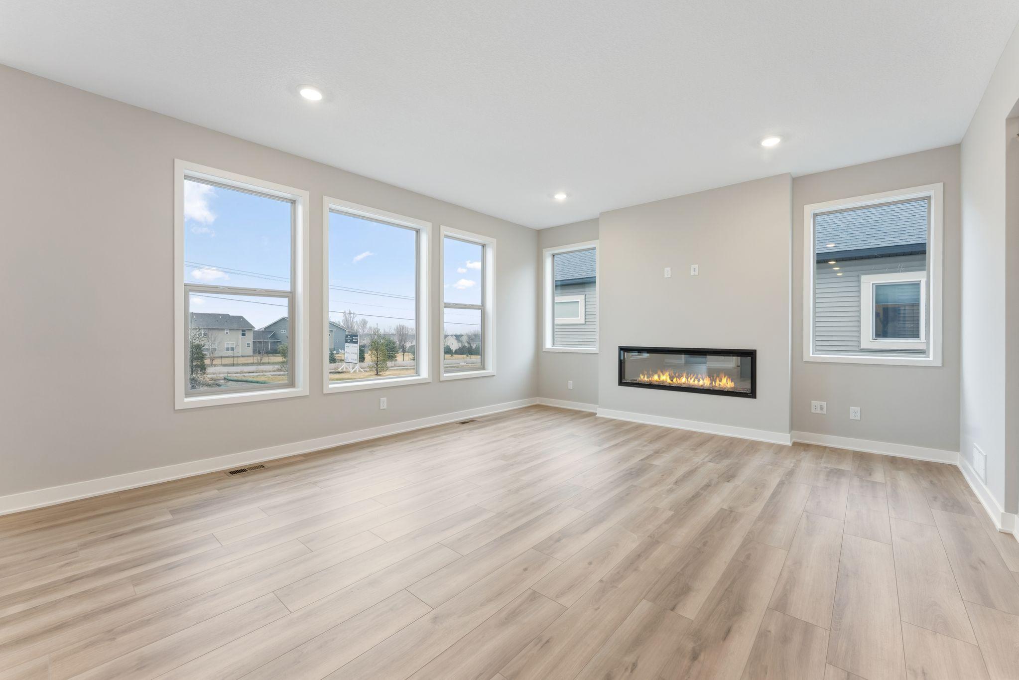 Family room with electric fireplace