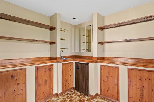 Corner bar area provides plenty of space for all your snack and refreshment needs on movie night.