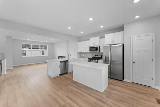 Plenty of counter space with the L shaped kitchen layout
