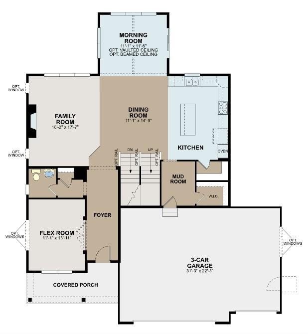 Main Level - Optional morning room, lifestyle kitchen and a generous flex room