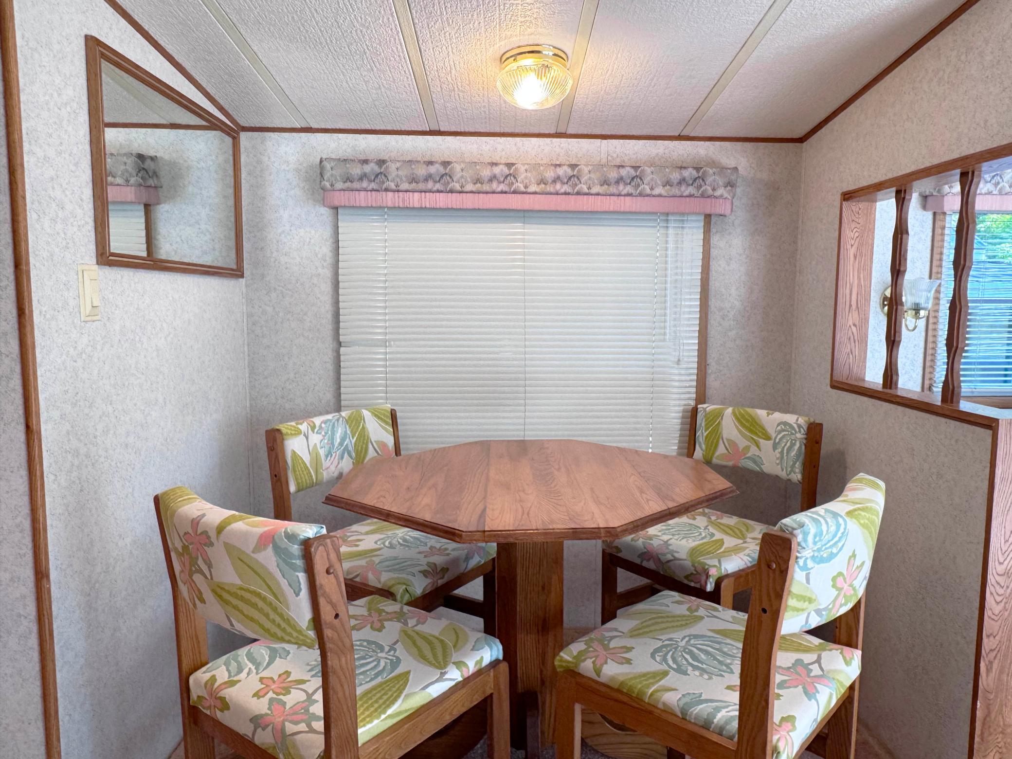A shot of the dining area in the camper.