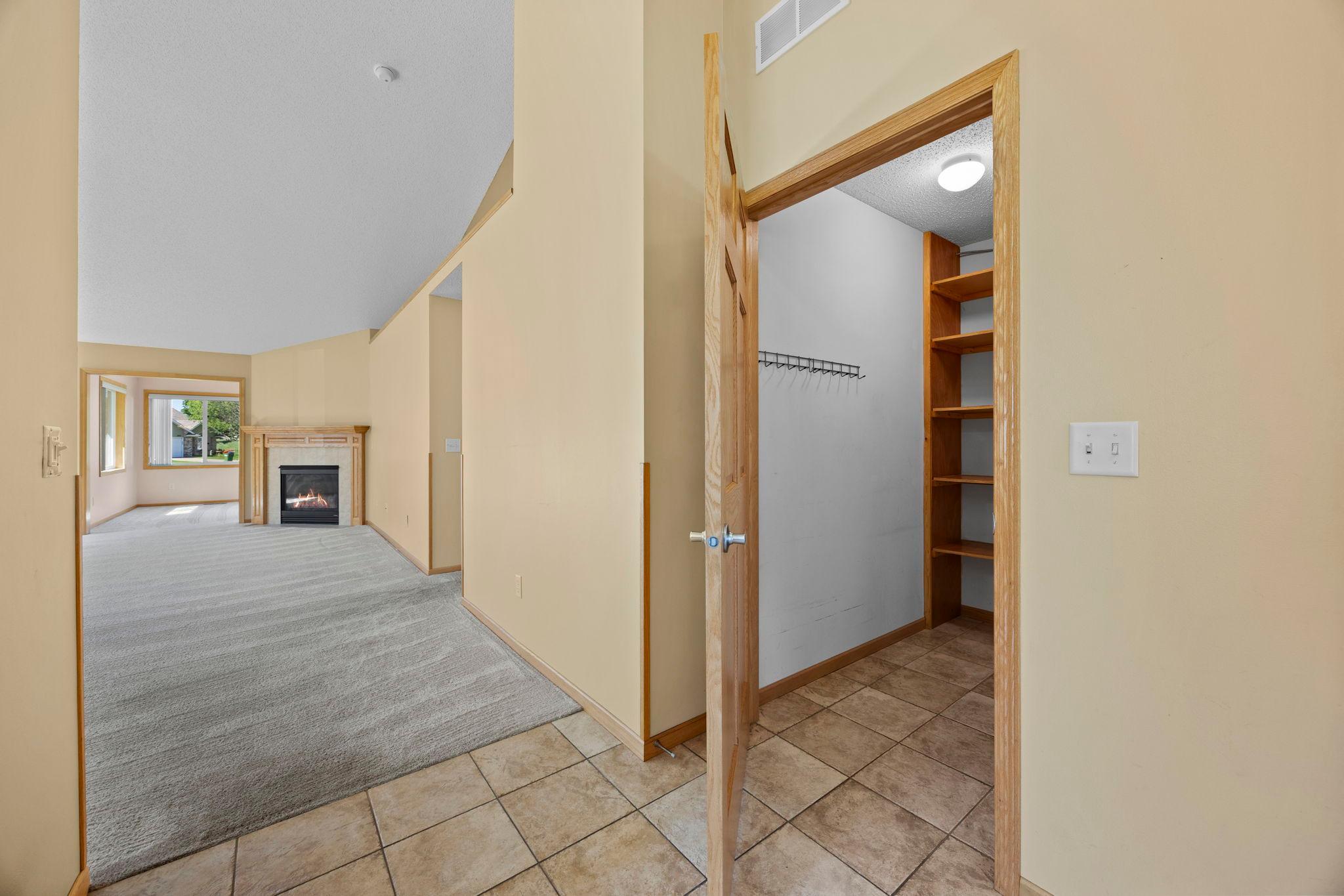 Walk in pantry with built in shelving