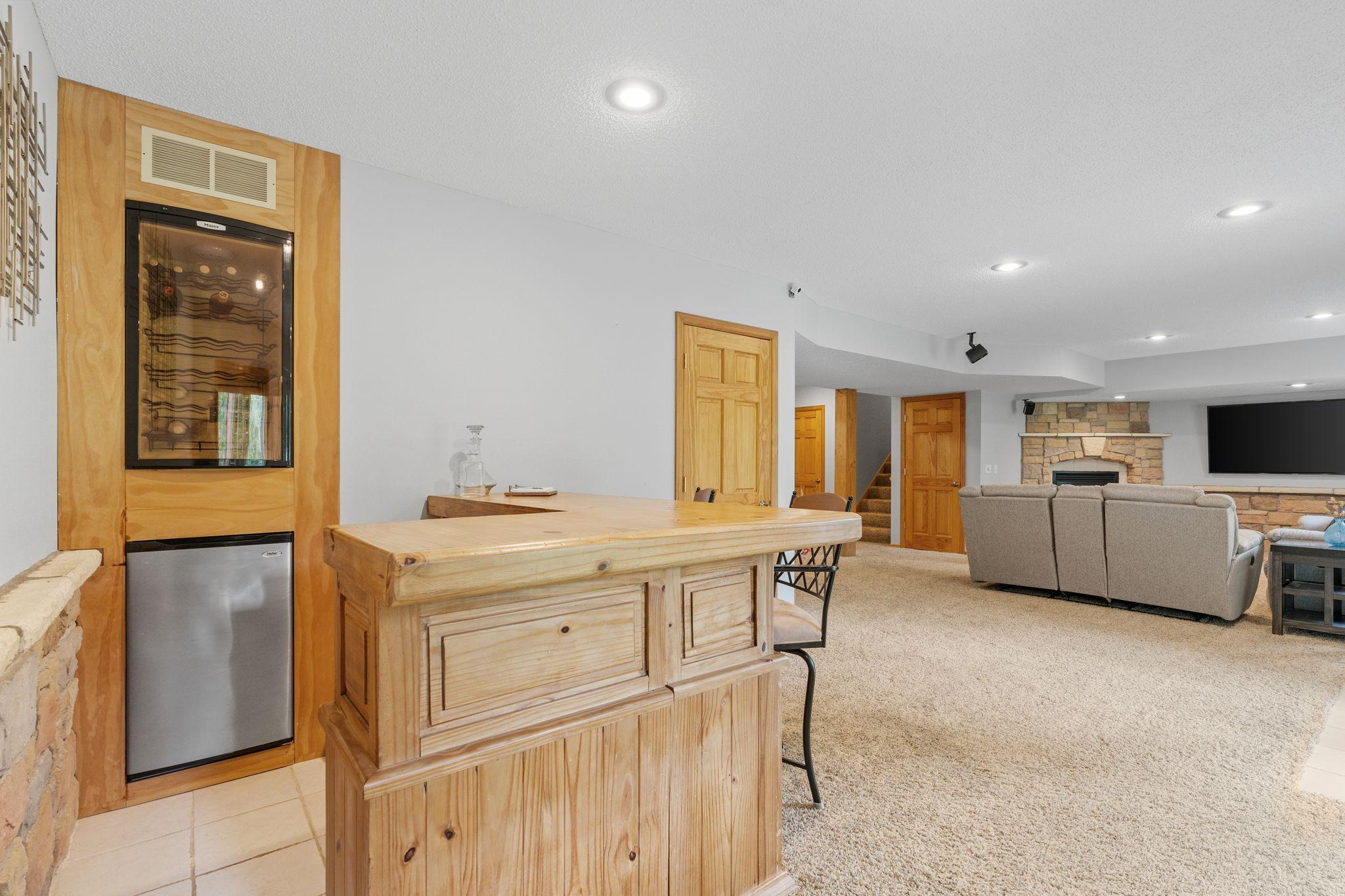 Lower level bar/entertaining area