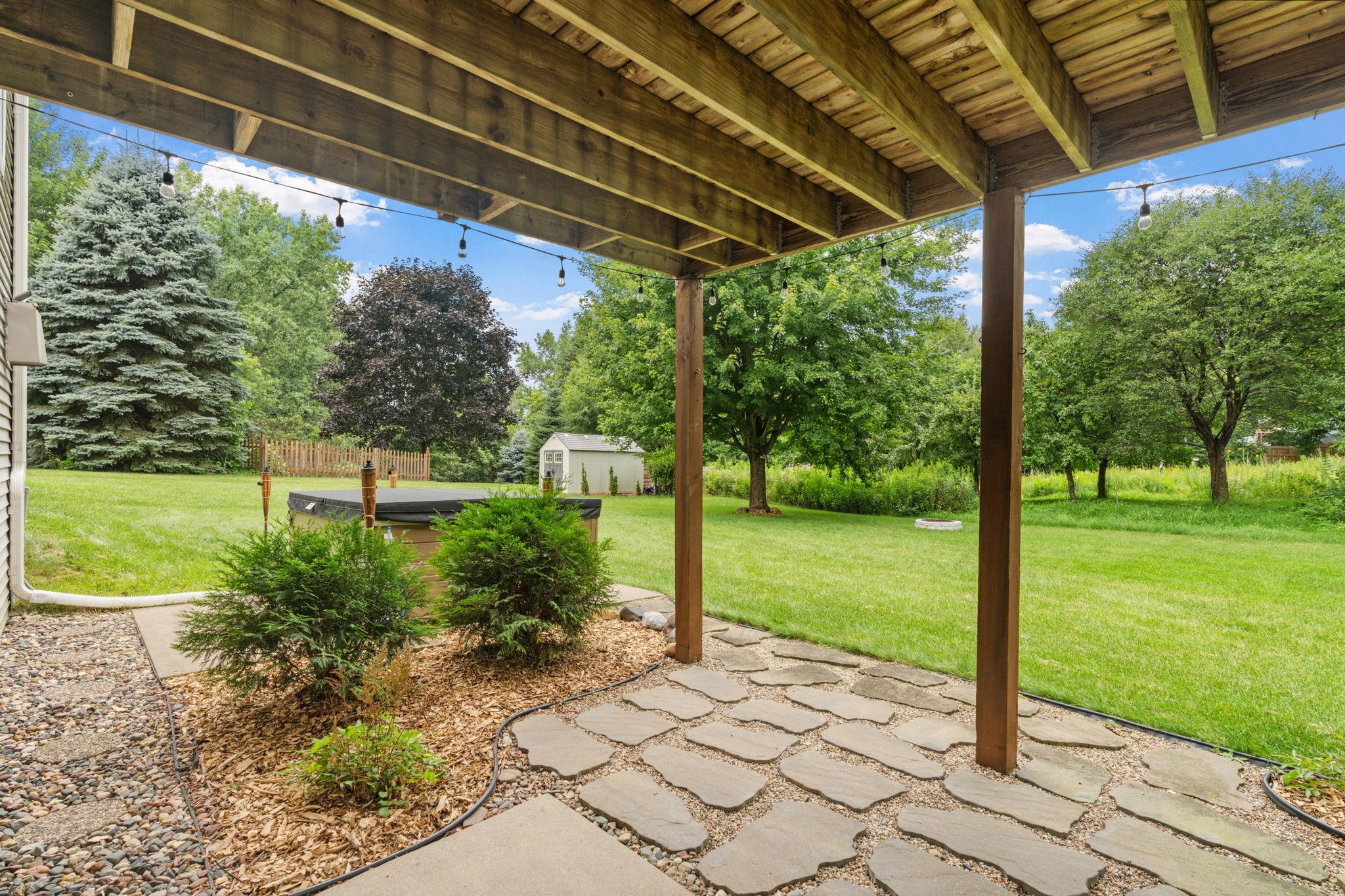 Walkout lower level to patio space and privacy surround