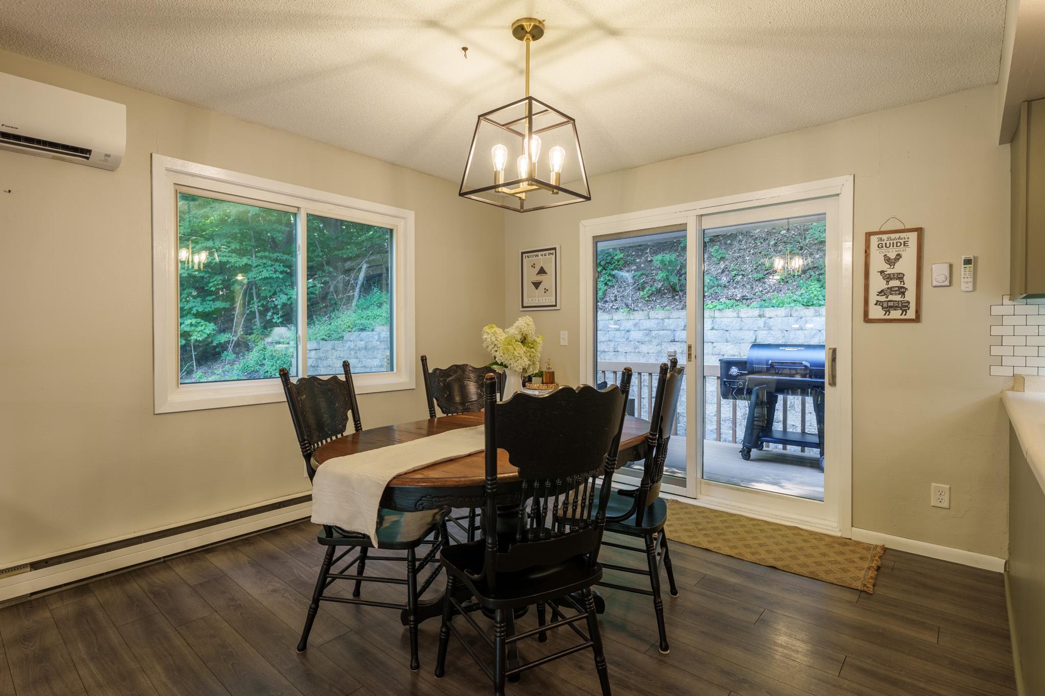 Dining room with a patio door for easy grilling!
