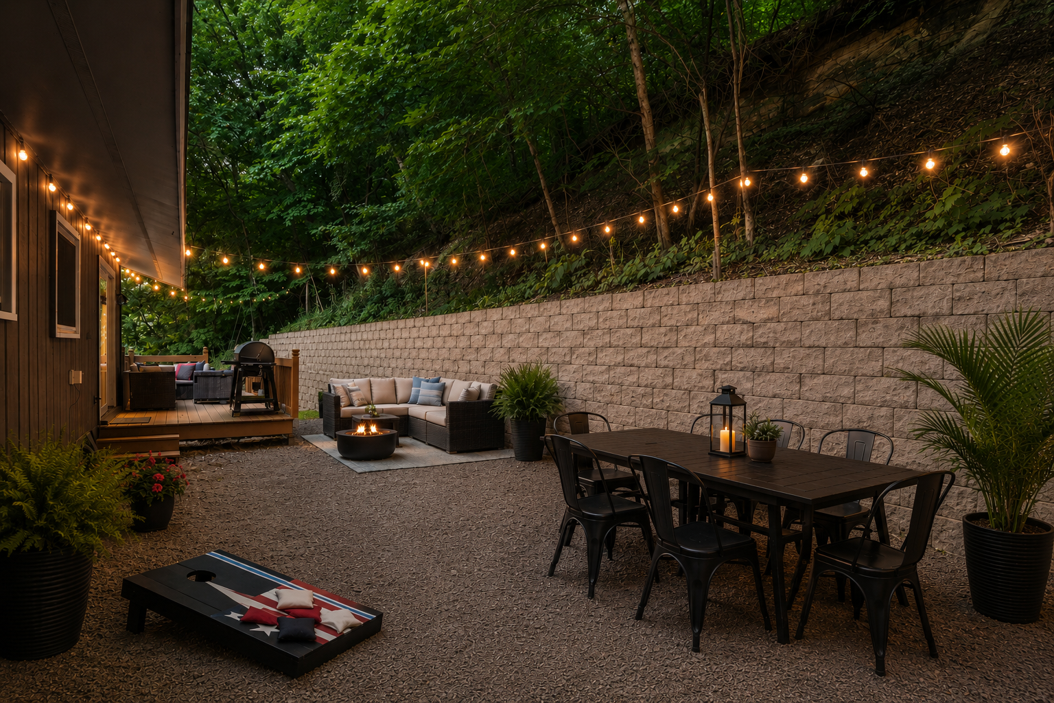 Virtually staged to show potential with backyard space.