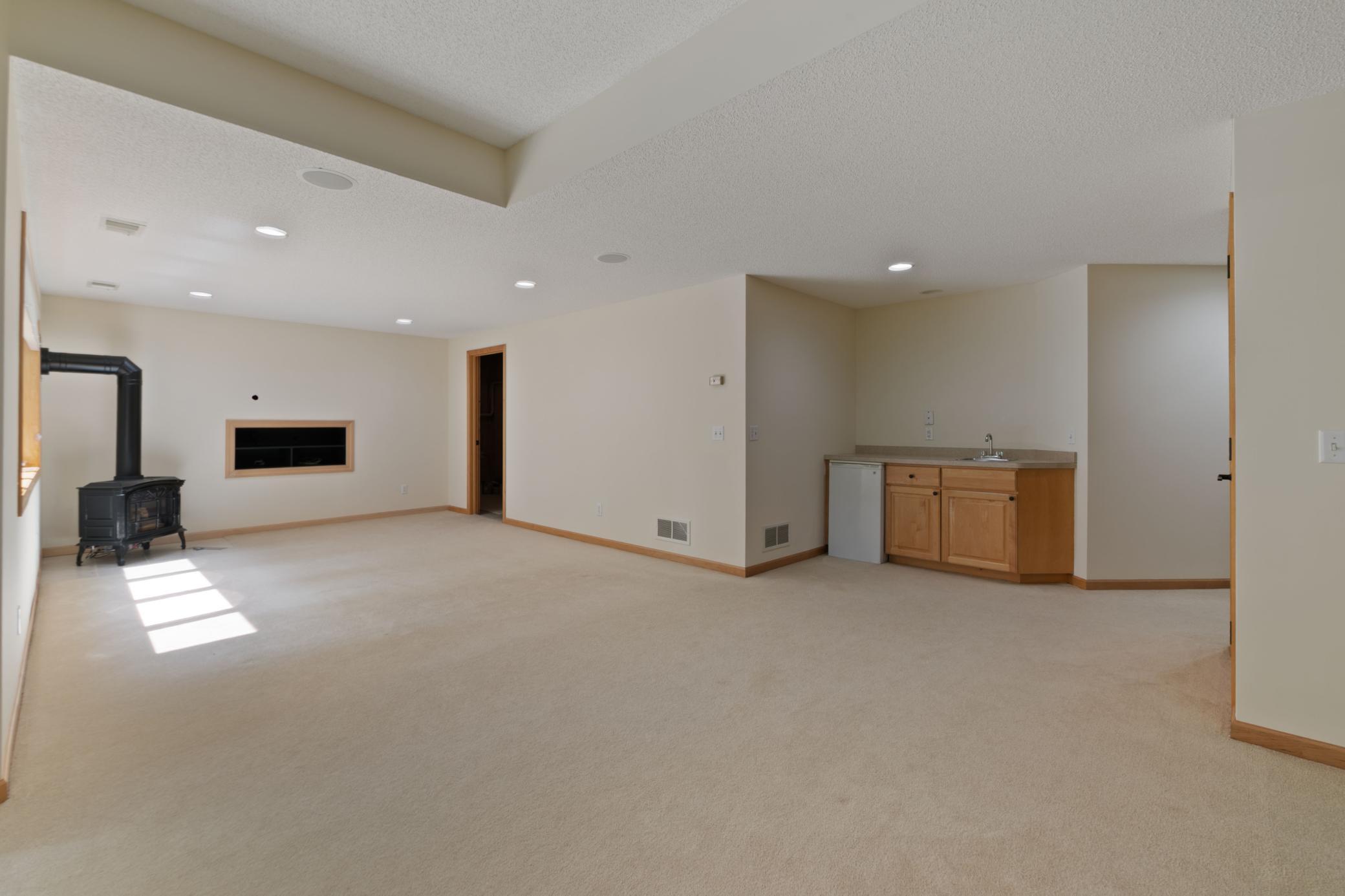 Lower level family room with bar