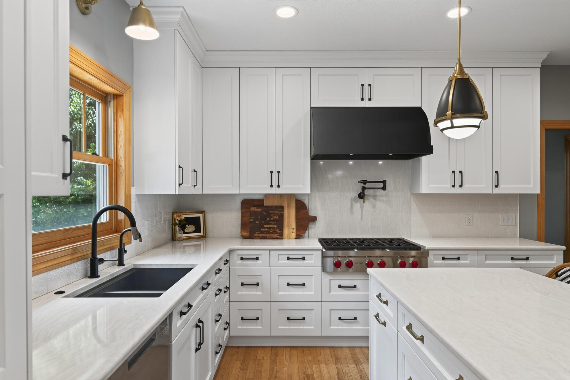 This extraordinary kitchen workspace was professionally designed by the highly rated Studio M; every detail thoughtfully considered, every amenity perfectly placed, and every inch built for the serious home chef.