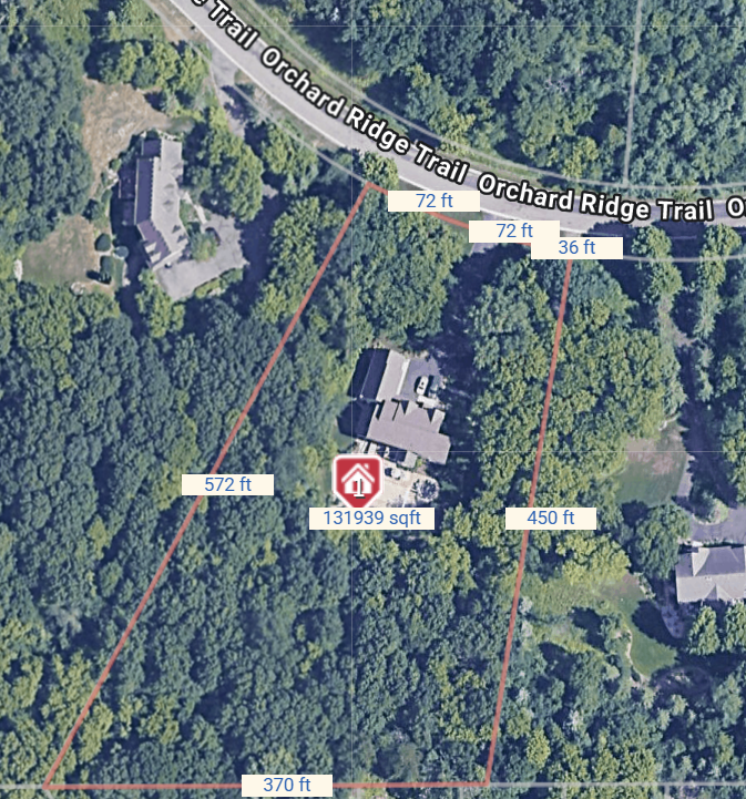 Overview of the 3 acre wooded parcel.
