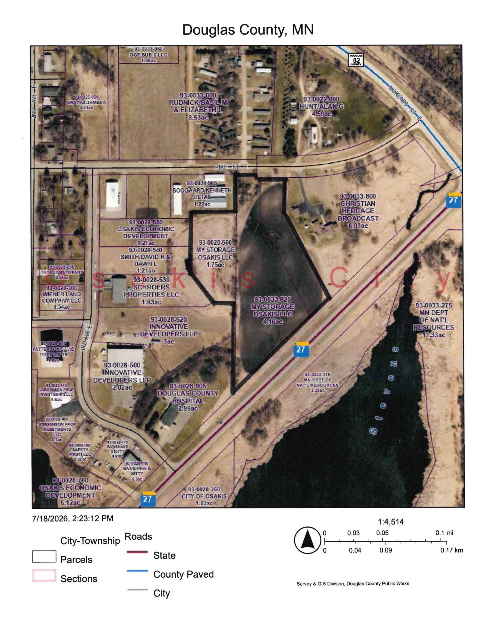 7.65 Acres borders Hwy 27 & Pike St