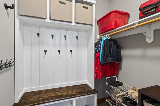 Functional mudroom with dedicated storage