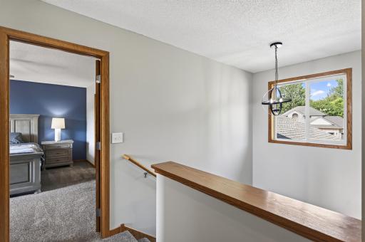 Natural light poors into the upper level.