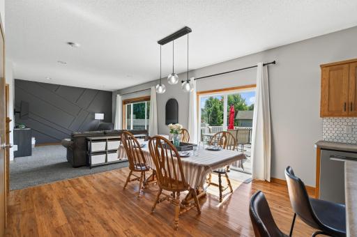 Spacious dining with lots of natural light.