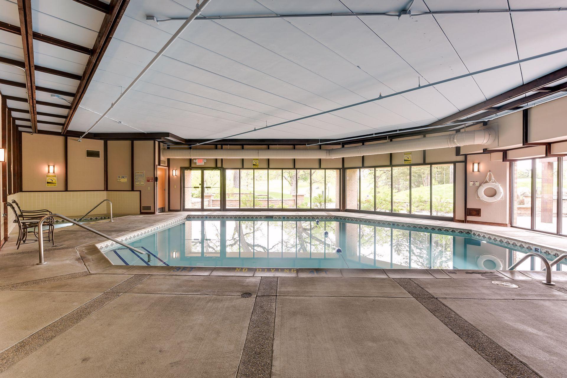Indoor heated pool with hot-tub