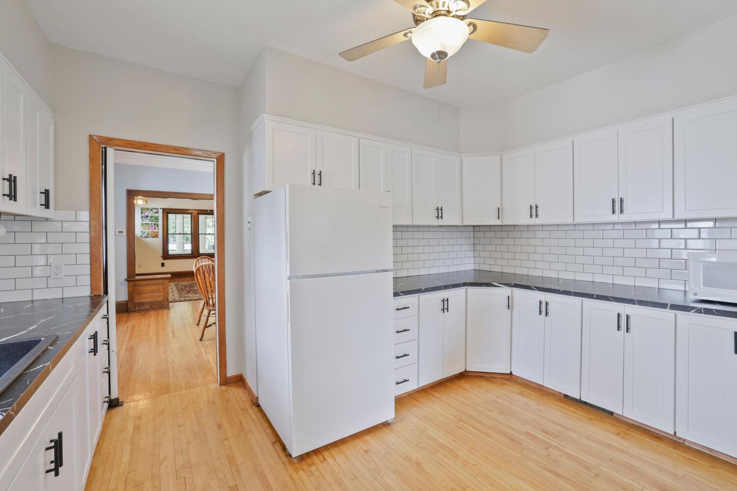 Huge kitchen with re-faced cabinets