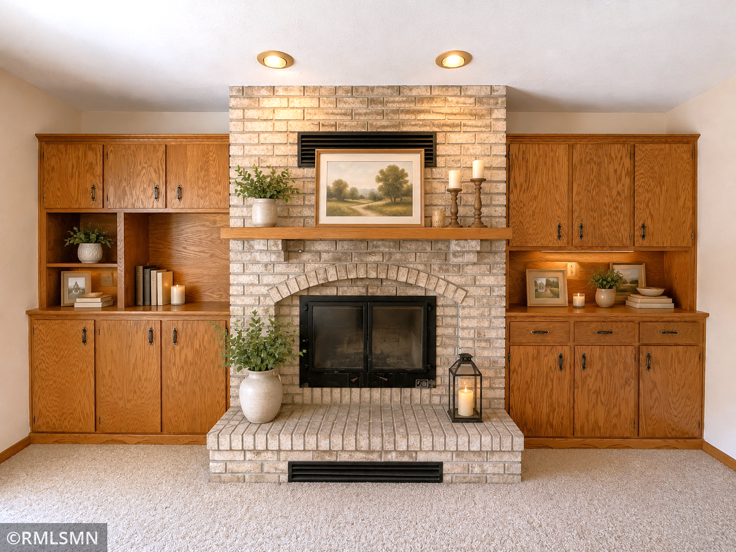 Fireplace virtually staged