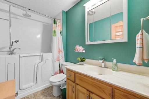 Safe-step tub & shower in main floor bath--added in 2024.