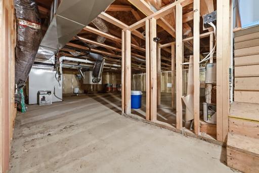 Crawl space under home stores furnace and other utilities.