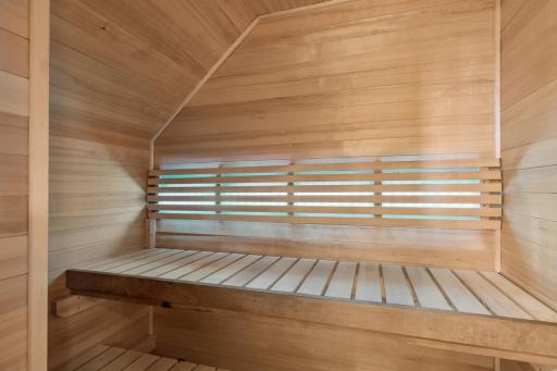 Private sauna offering a relaxing space to unwind.
