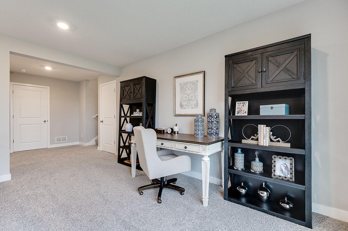Another view of the FINISHED lower level's giant family room! Photo is of model home. Colors and options may vary. Ask Sales Agent for details.