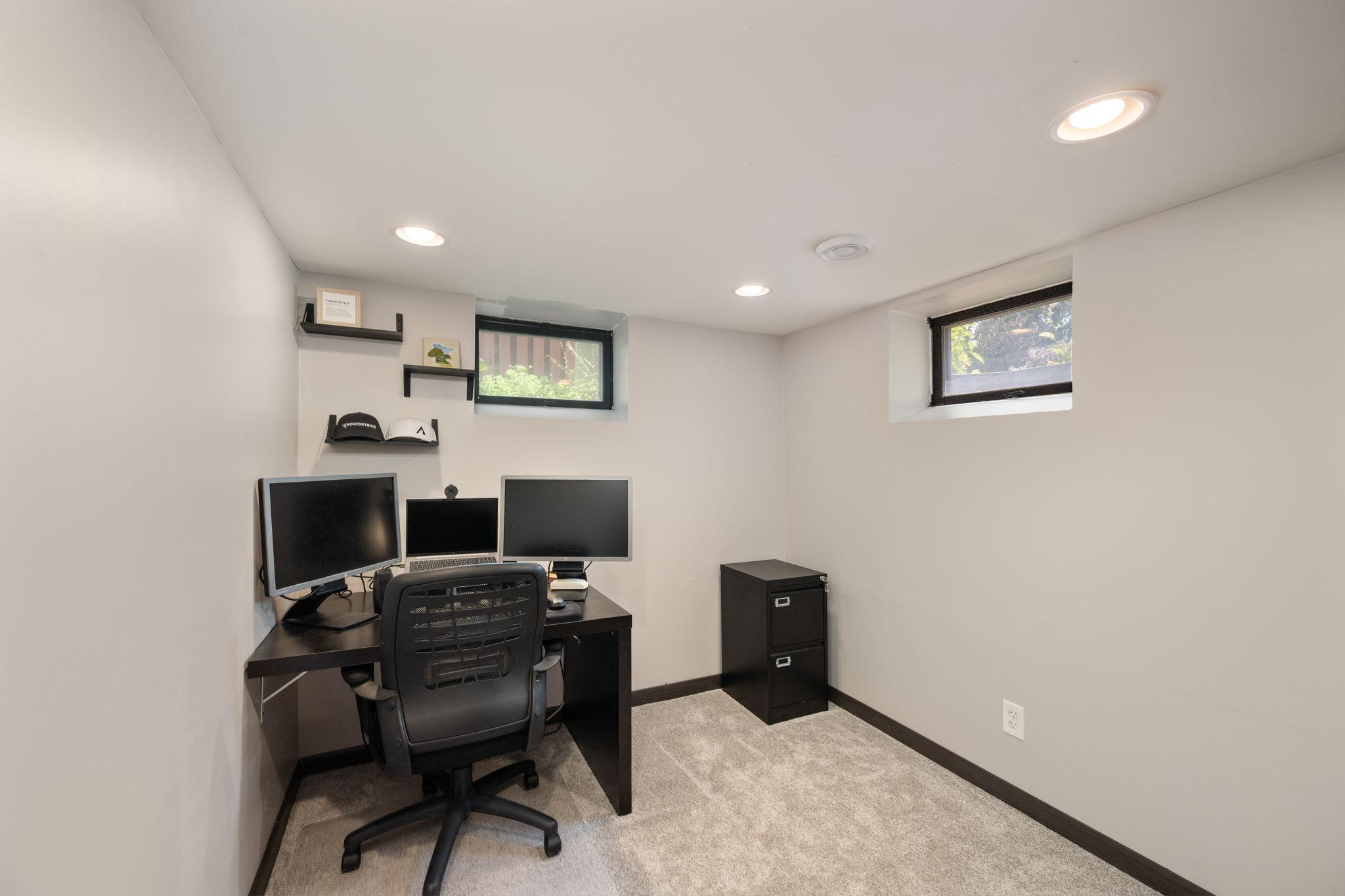 Lower level office- 4th bedroom with addition of an egress window