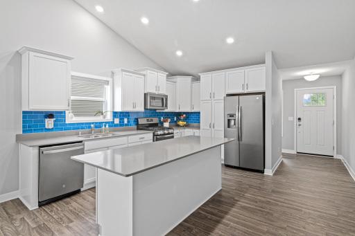 Large kitchen island for meal prep and conversations
