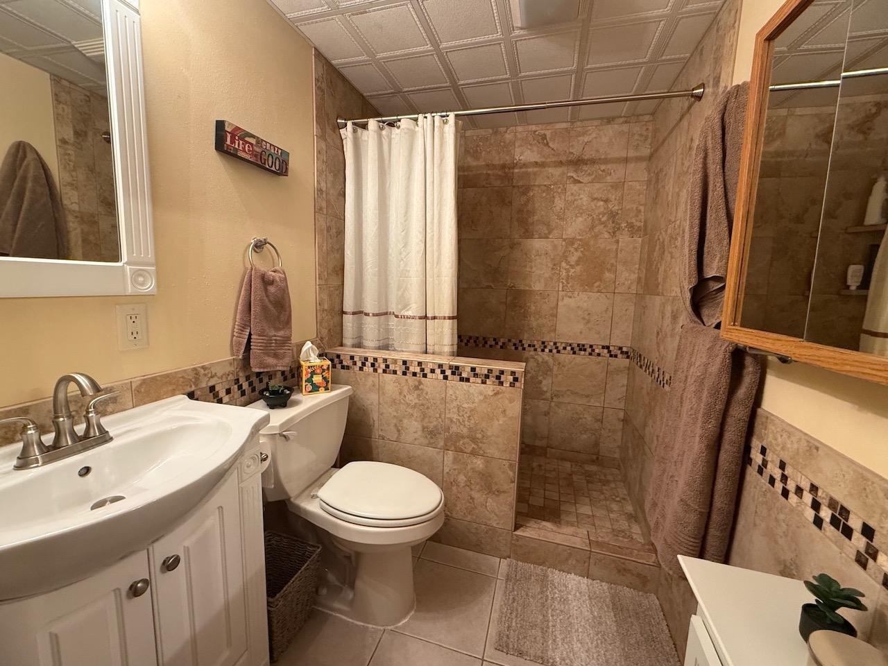 Bathroom 2 downstairs with updated custom tile
