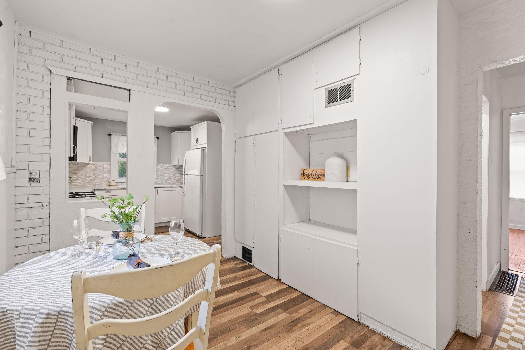 Functional built-ins provide additional storage and display space.