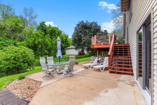 2nd entertaining area steps down from deck or off family room patio door.