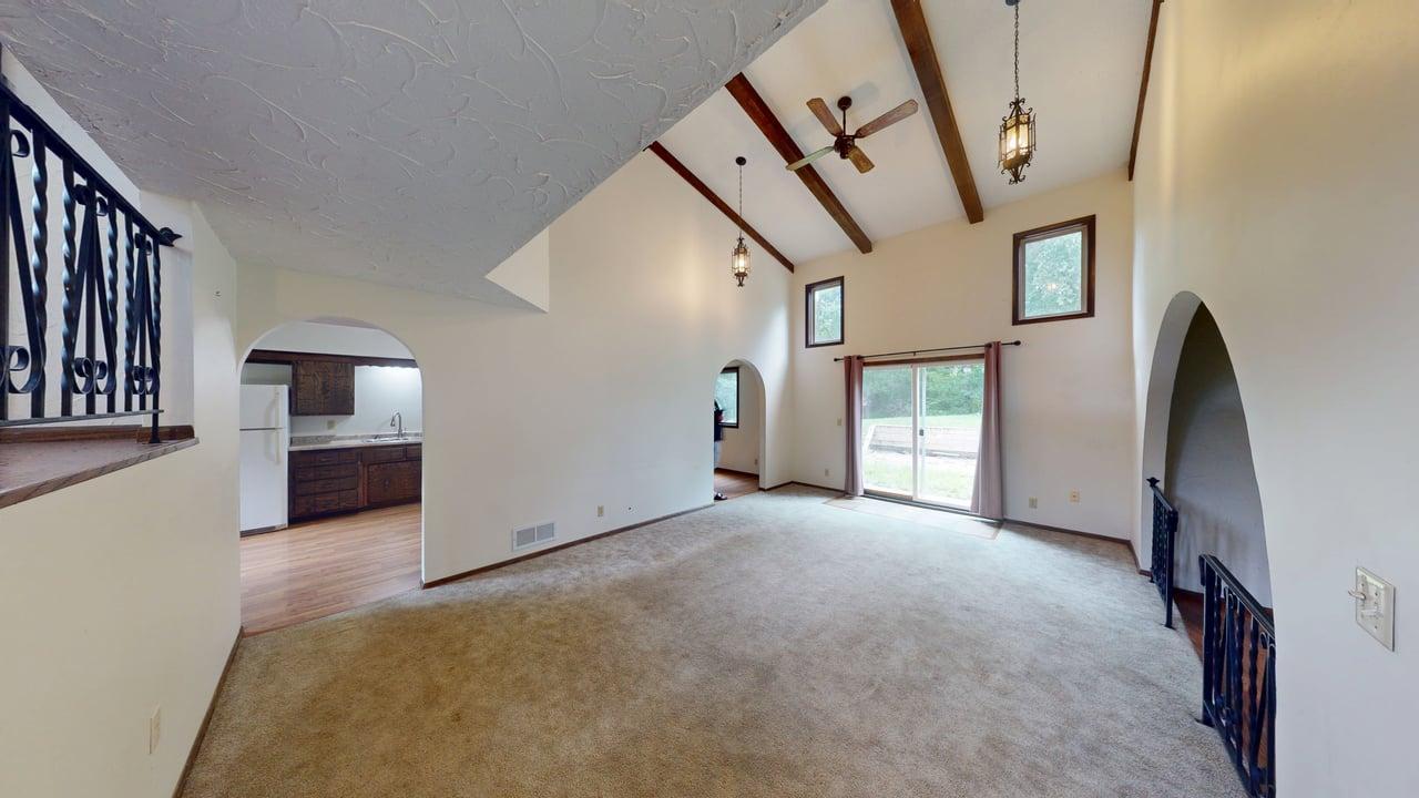 Living room w/walkout access to backyard
