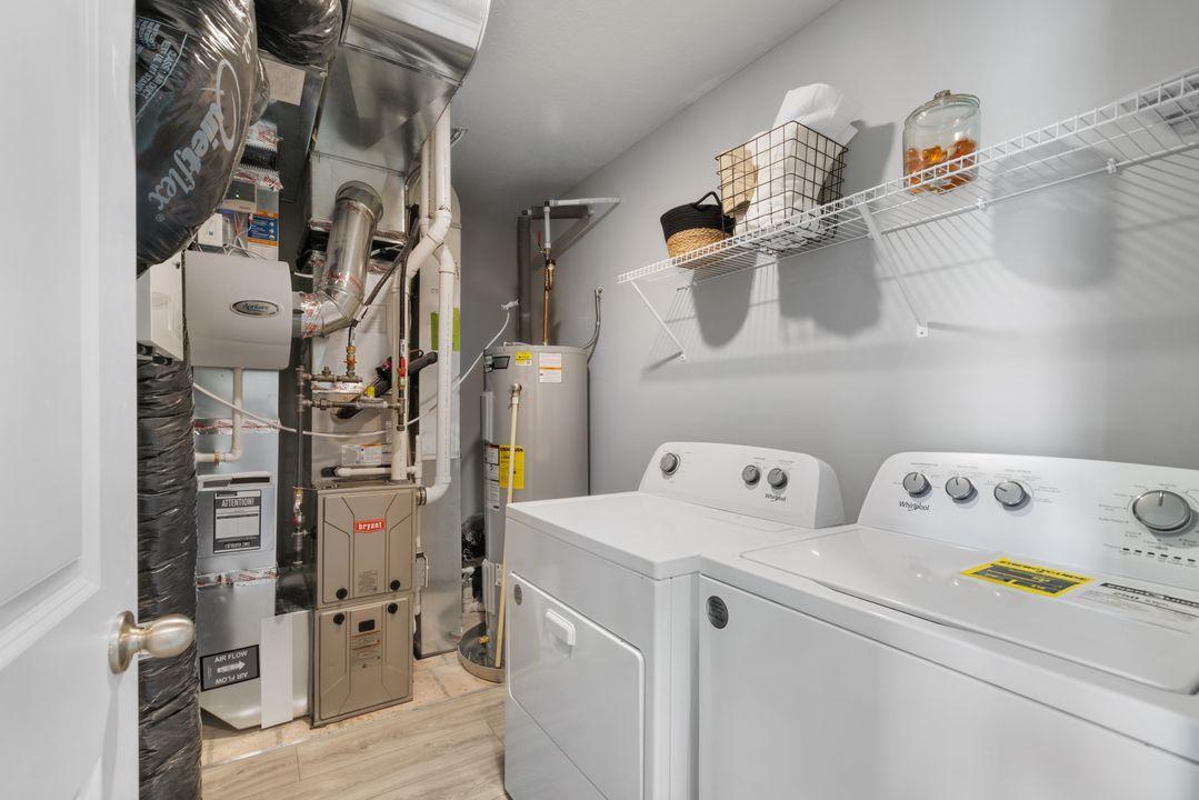Upper-level laundry makes this task so much easier! Photo is of model home. Colors and options may vary. Ask Sales Agent for details.