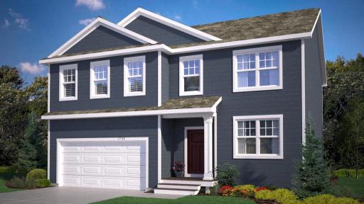 Rendering of the Adams II American Classic elevation with a 2 car garage.