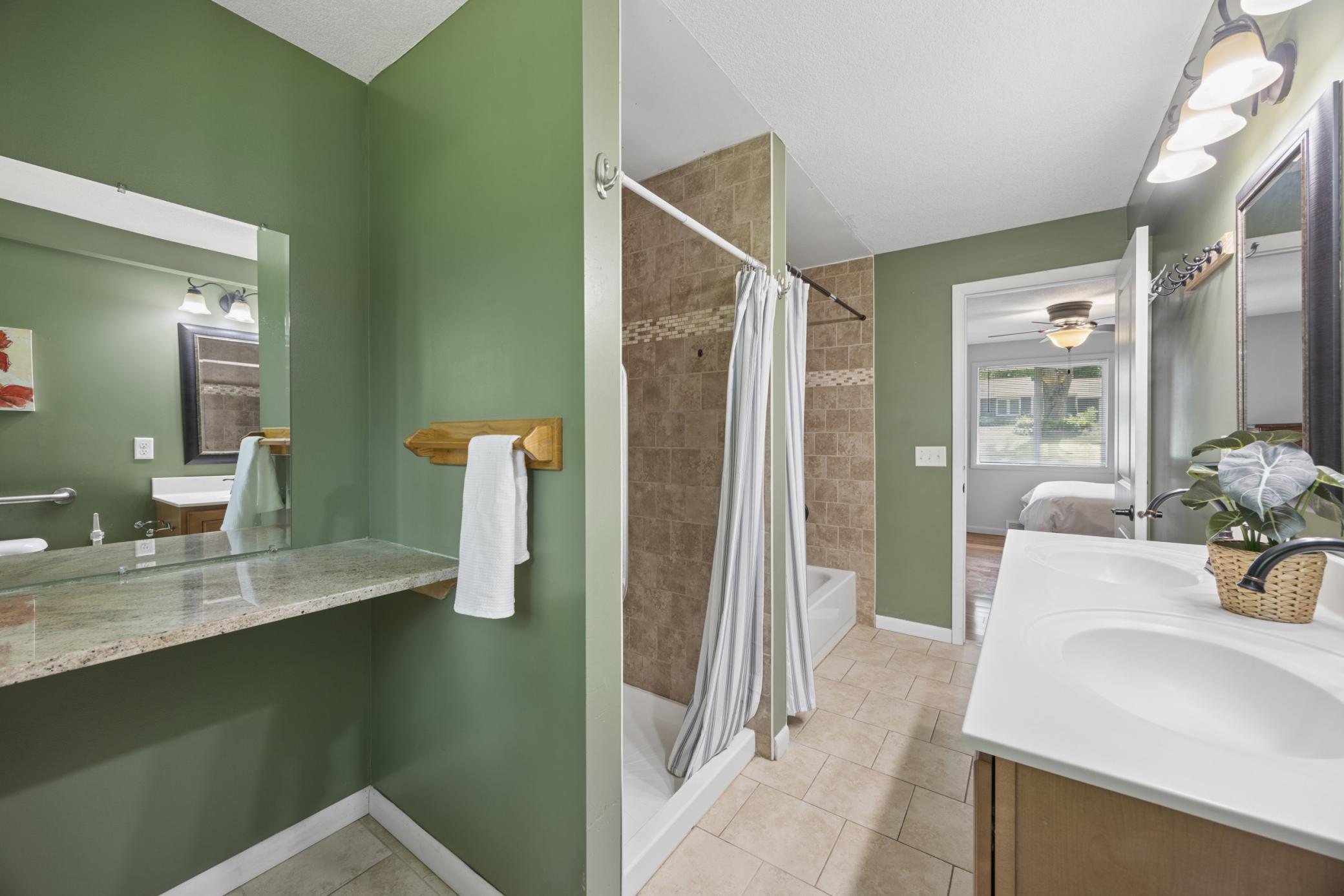 Walk in shower and bath tub