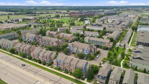 Aerial view of neighborhood